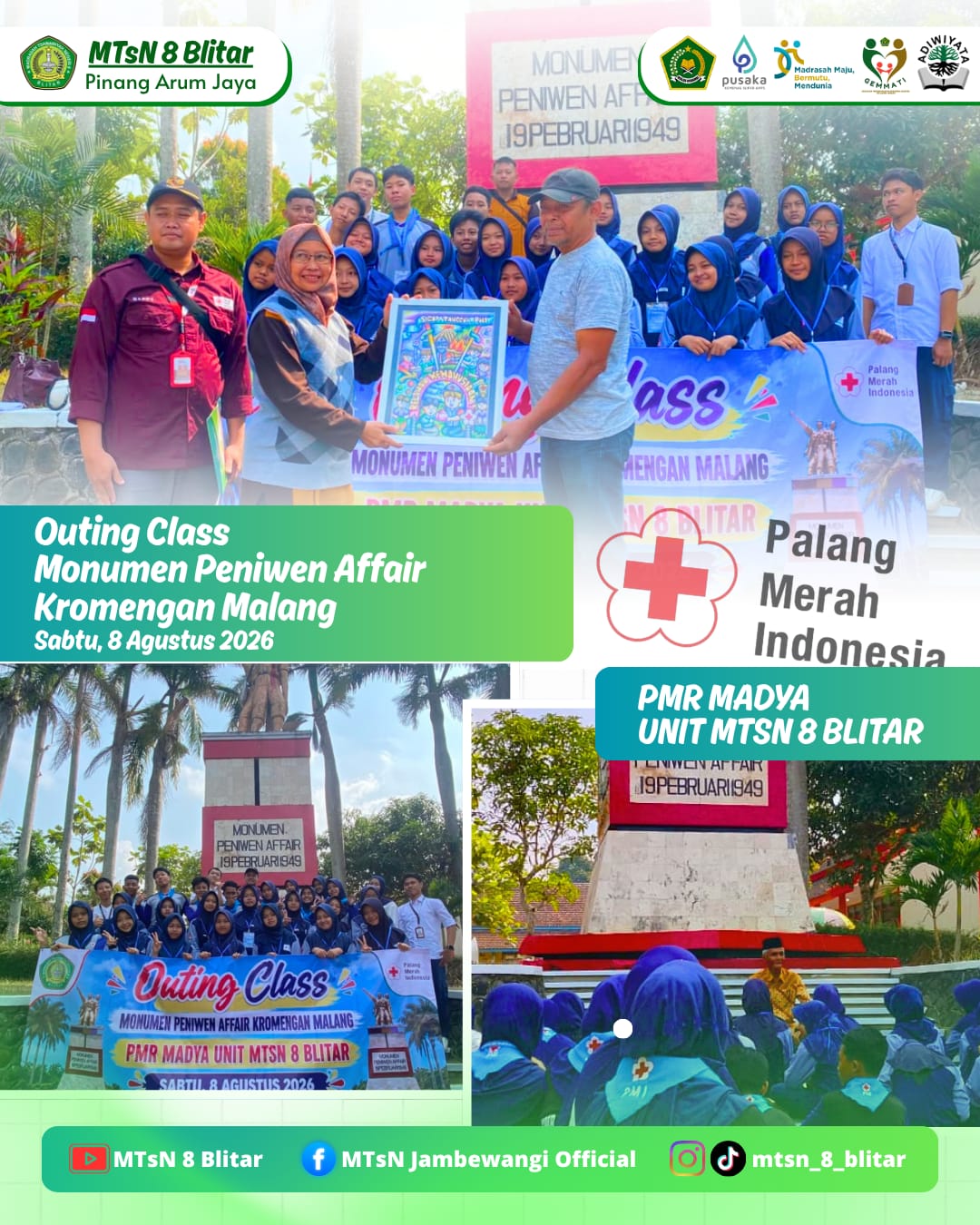 Menolak Lupa Sejarah Kemanusiaan: PMR Madya MTsN 8 Blitar Gelar Outing Class di Monumen Peniwen Affair