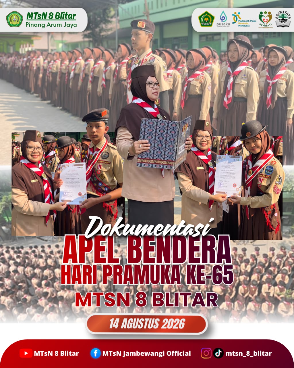 Peringatan Hari Pramuka ke-65 Berlangsung Khidmat di MTsN 8 Blitar