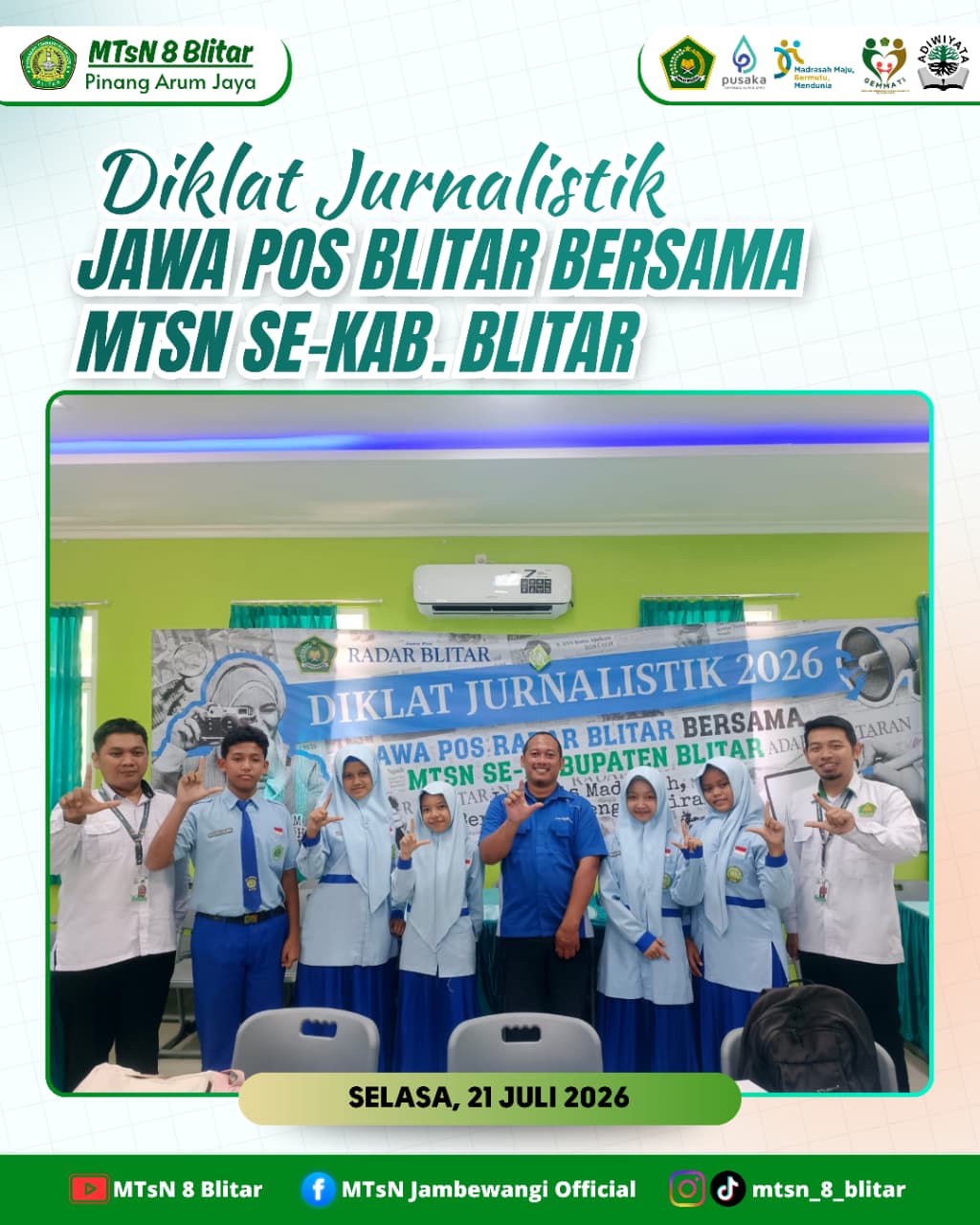 Tingkatkan Keterampilan Literasi Siswa, MTsN 8 Blitar Ikuti Diklat Jurnalistik Bersama Jawa Pos Blitar
